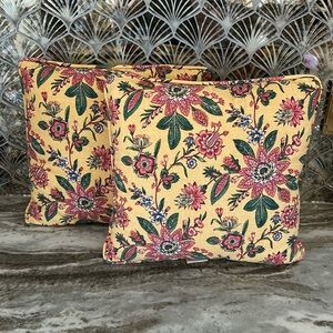 Waverly Yellow Floral Chintz Throw Pillows Set of 2